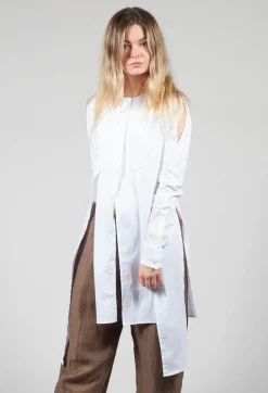 Collarless Shirt Chianti in Bianco
