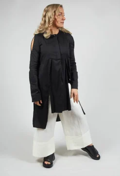 Collarless Shirt Chianti in Nero