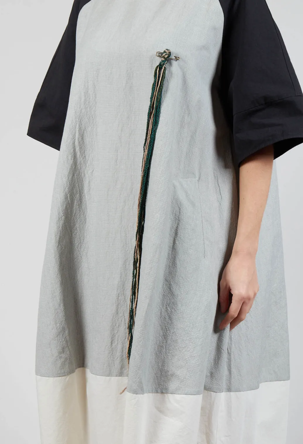 Contrast Dress in Light Grey