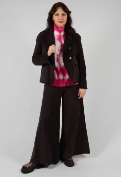 Cotton Bell Bottom Trousers in Brown