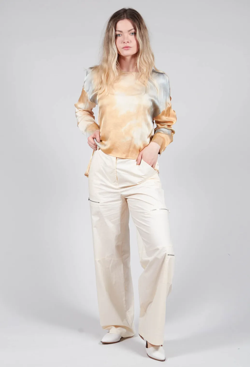 Cotton Cargo Trousers in Latte