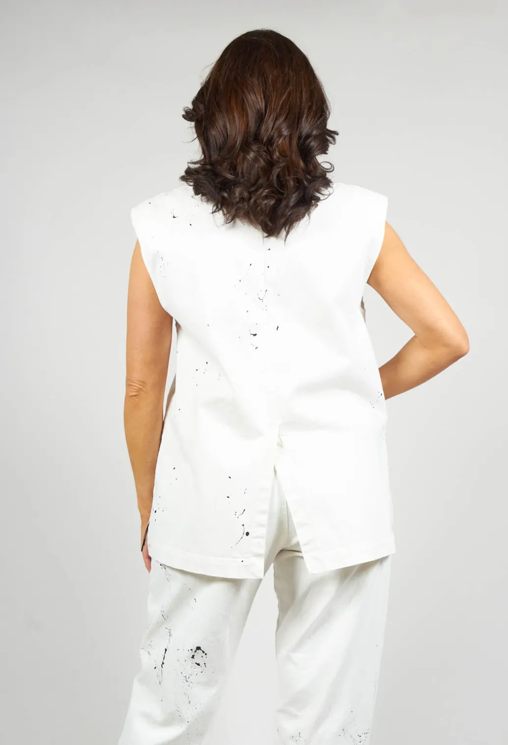 Cotton Denim Waistcoat in White