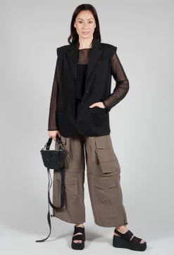 Cotton Denim Waistcoat in Black