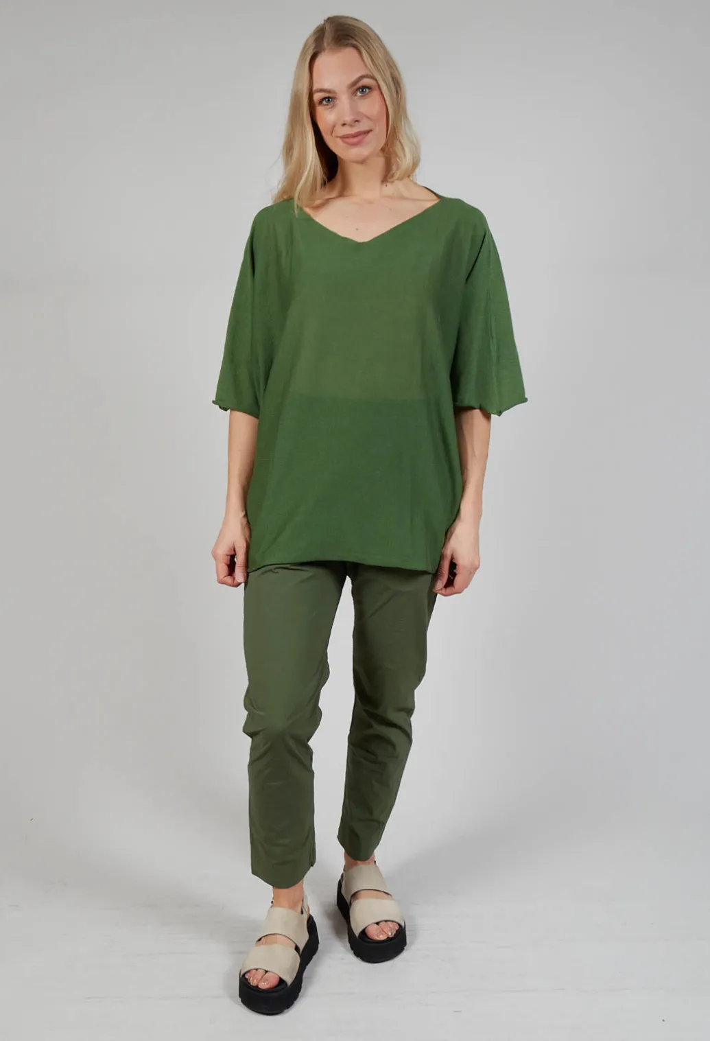 Cotton Maxi Jumper in Green