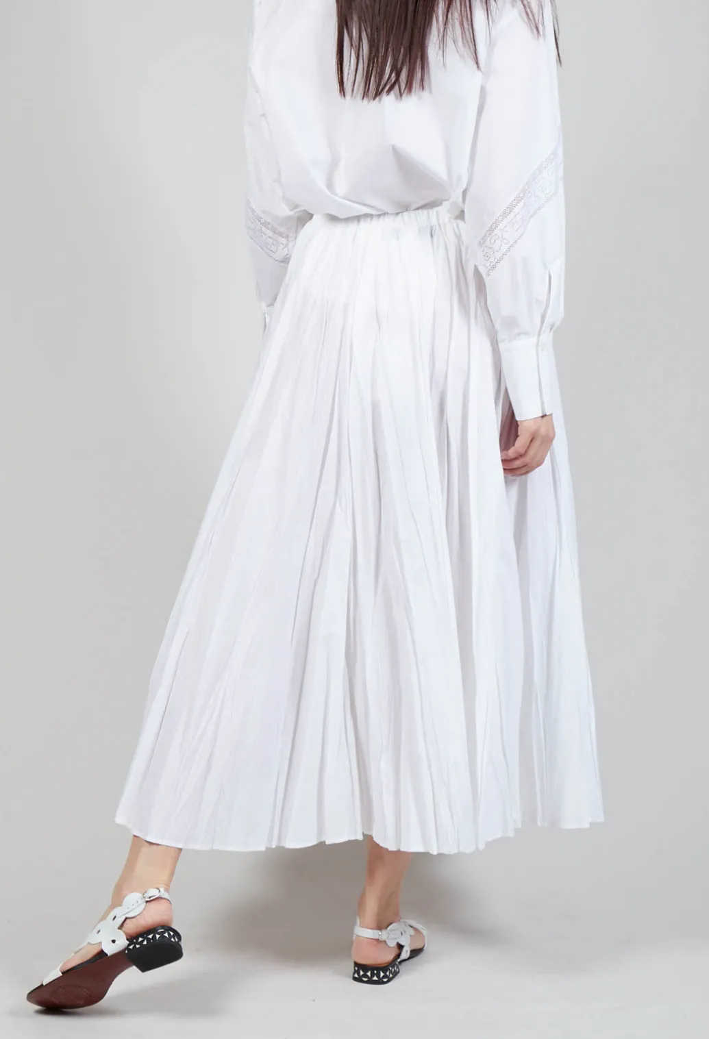 Creased Poplin Skirt in White