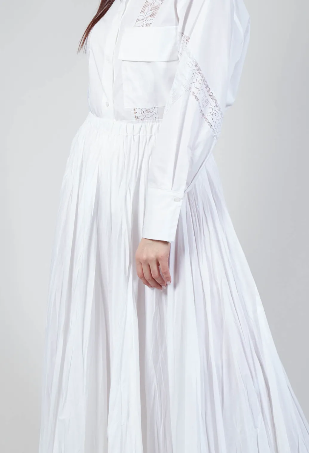 Creased Poplin Skirt in White