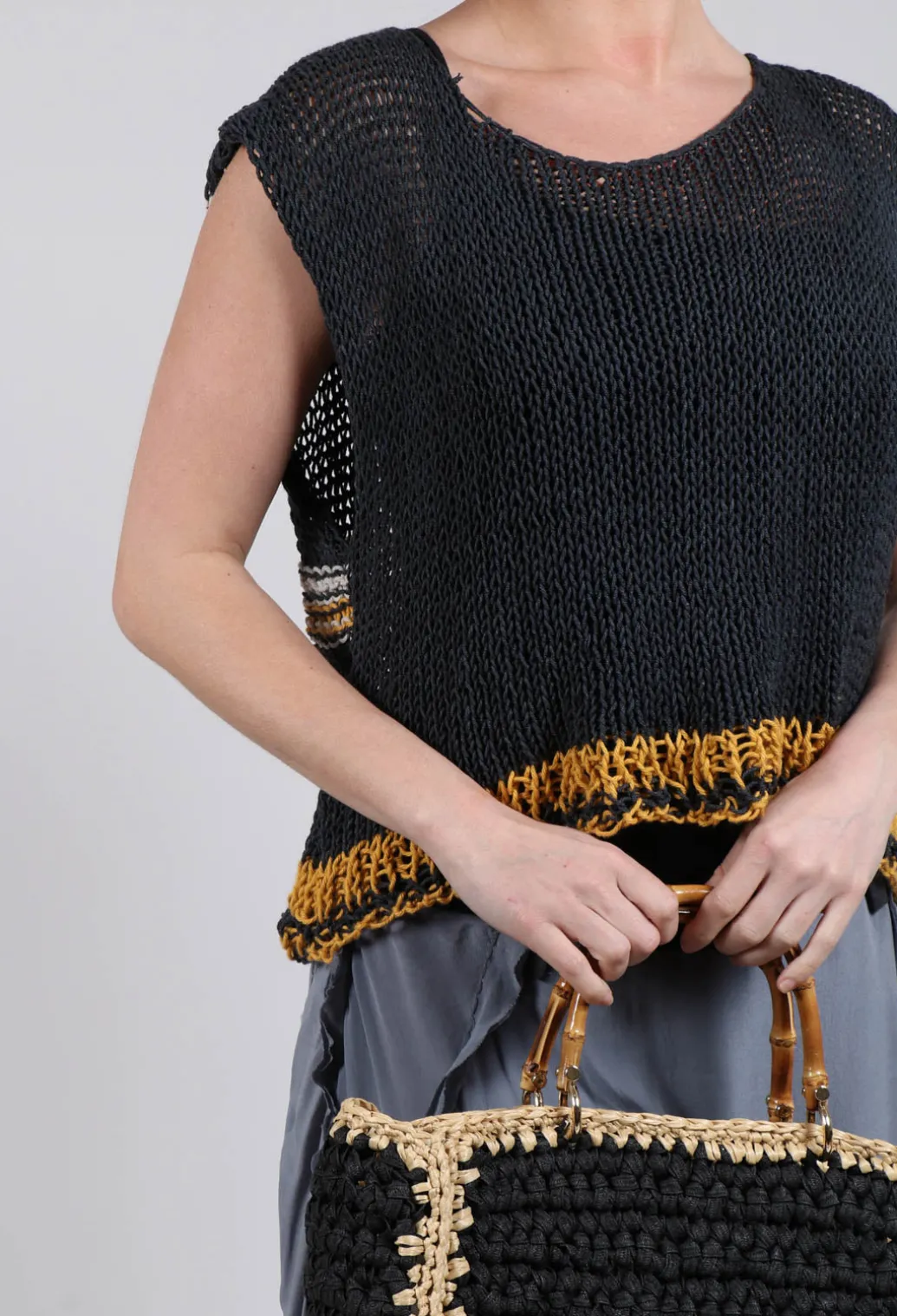 Crocheted Vest in Original Black