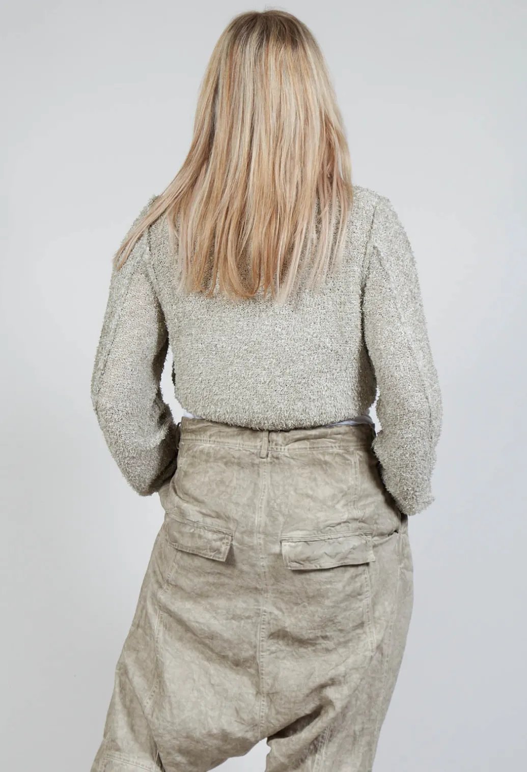 Cropped Cardigan in Straw Cloud