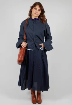 Cropped Cotton Shirt in Blue