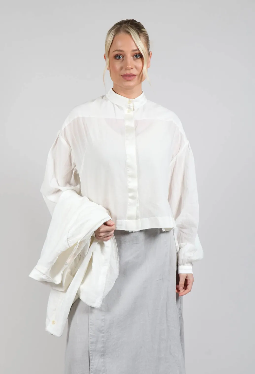 Cropped Cotton Shirt in Original White