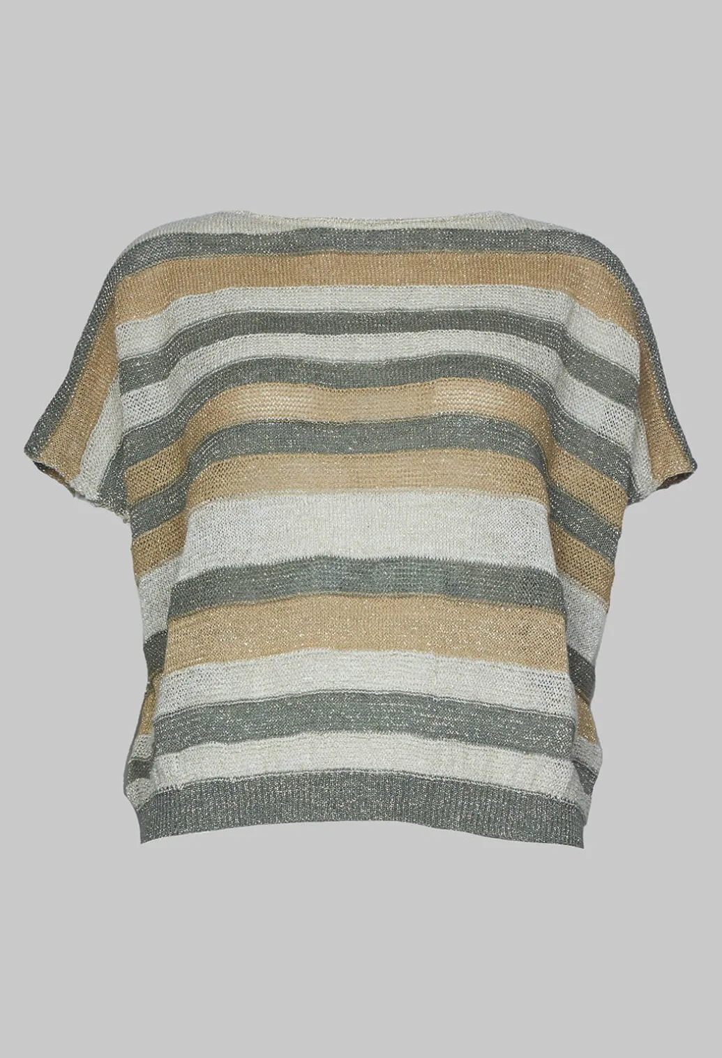 Cropped Metallic Stripe Knit