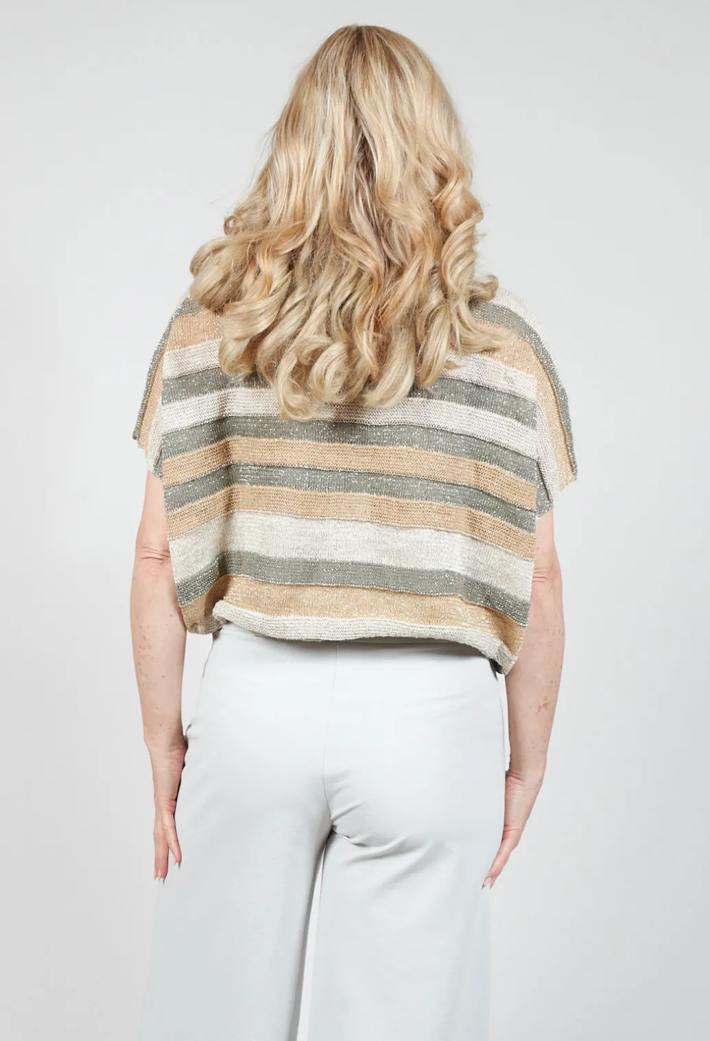Cropped Metallic Stripe Knit