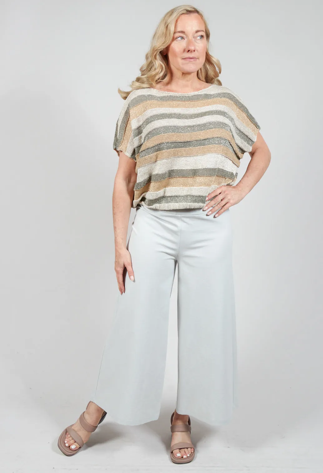 Cropped Metallic Stripe Knit