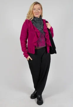 Cropped Sweater in Dark Grey and Magenta