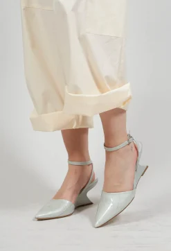 Curved Slingback Heel in Blue Baby