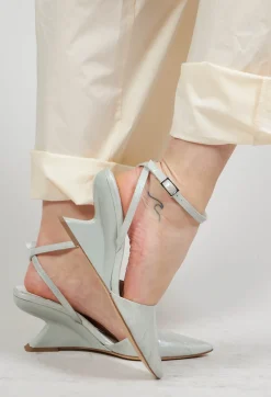 Curved Slingback Heel in Blue Baby