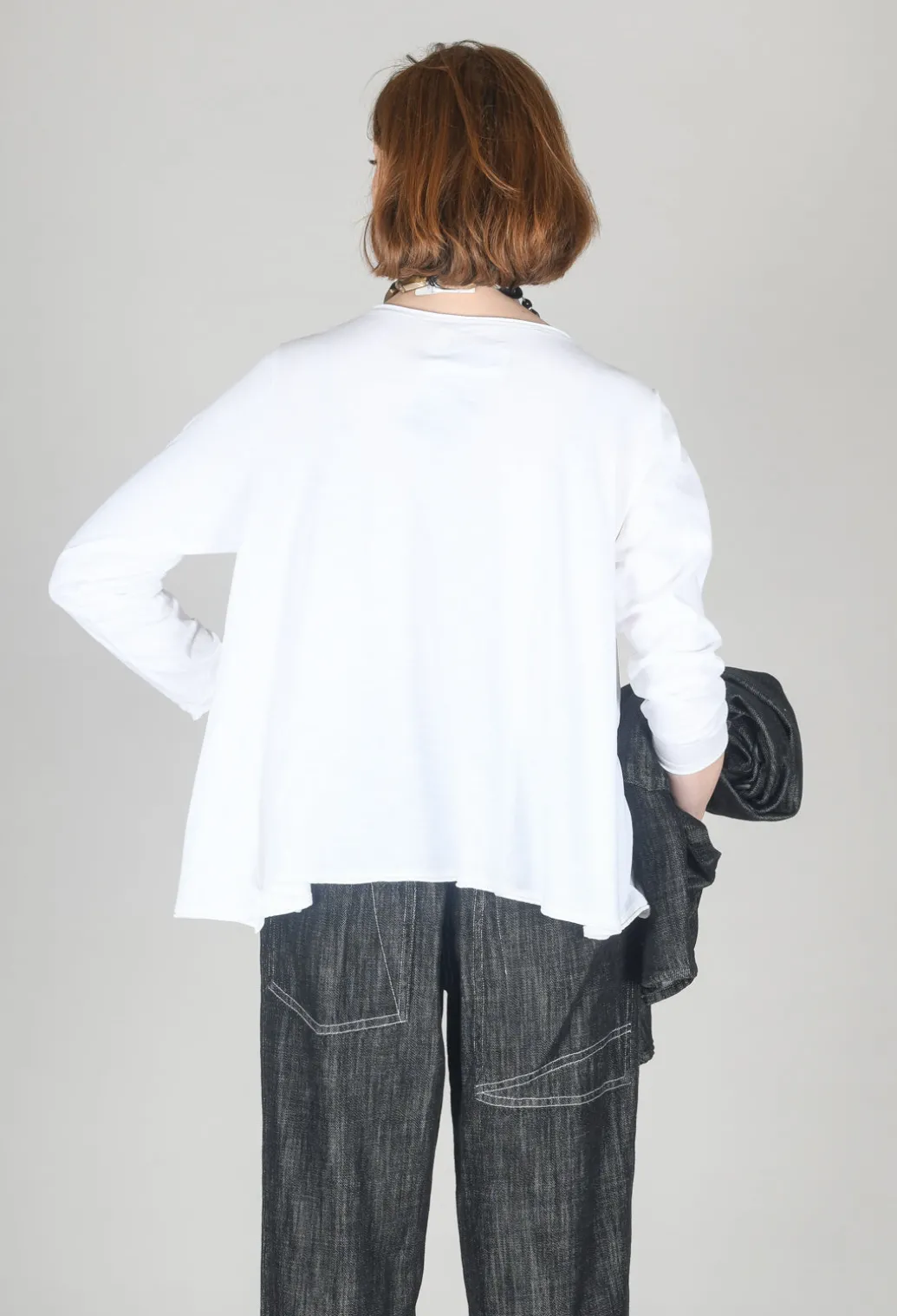3D Flower and Print Top in White