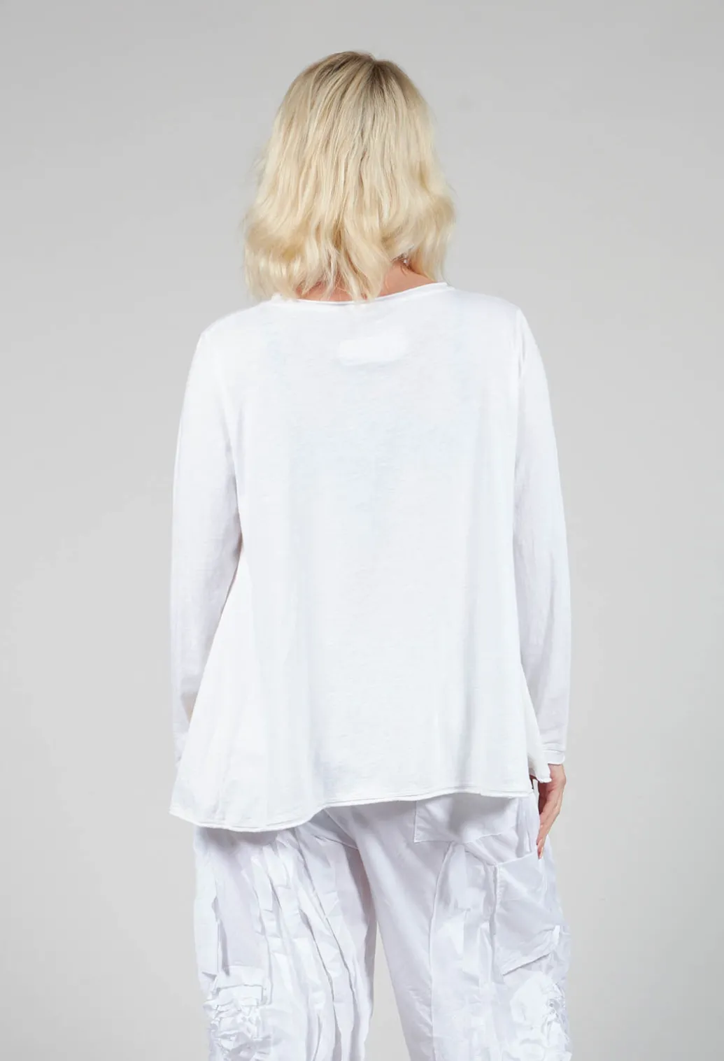 3D Flower and Print Top in White