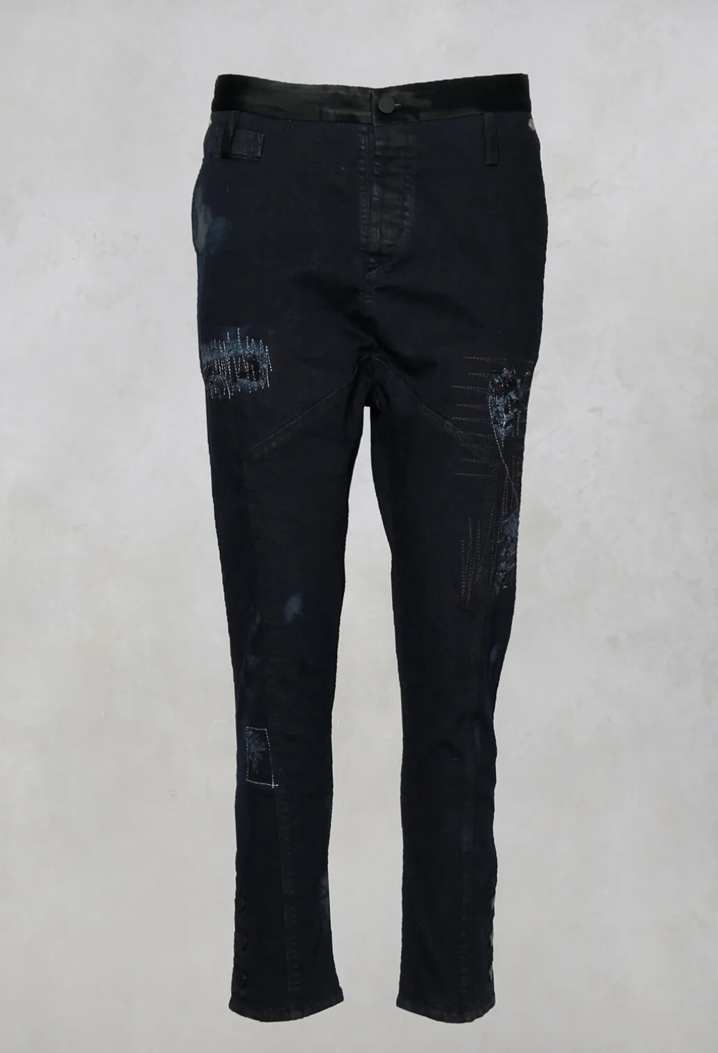 Dark Blue Jeans With Patches