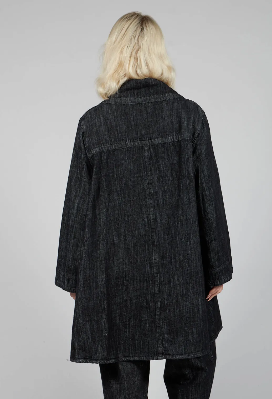 Denim Style Coat in Black