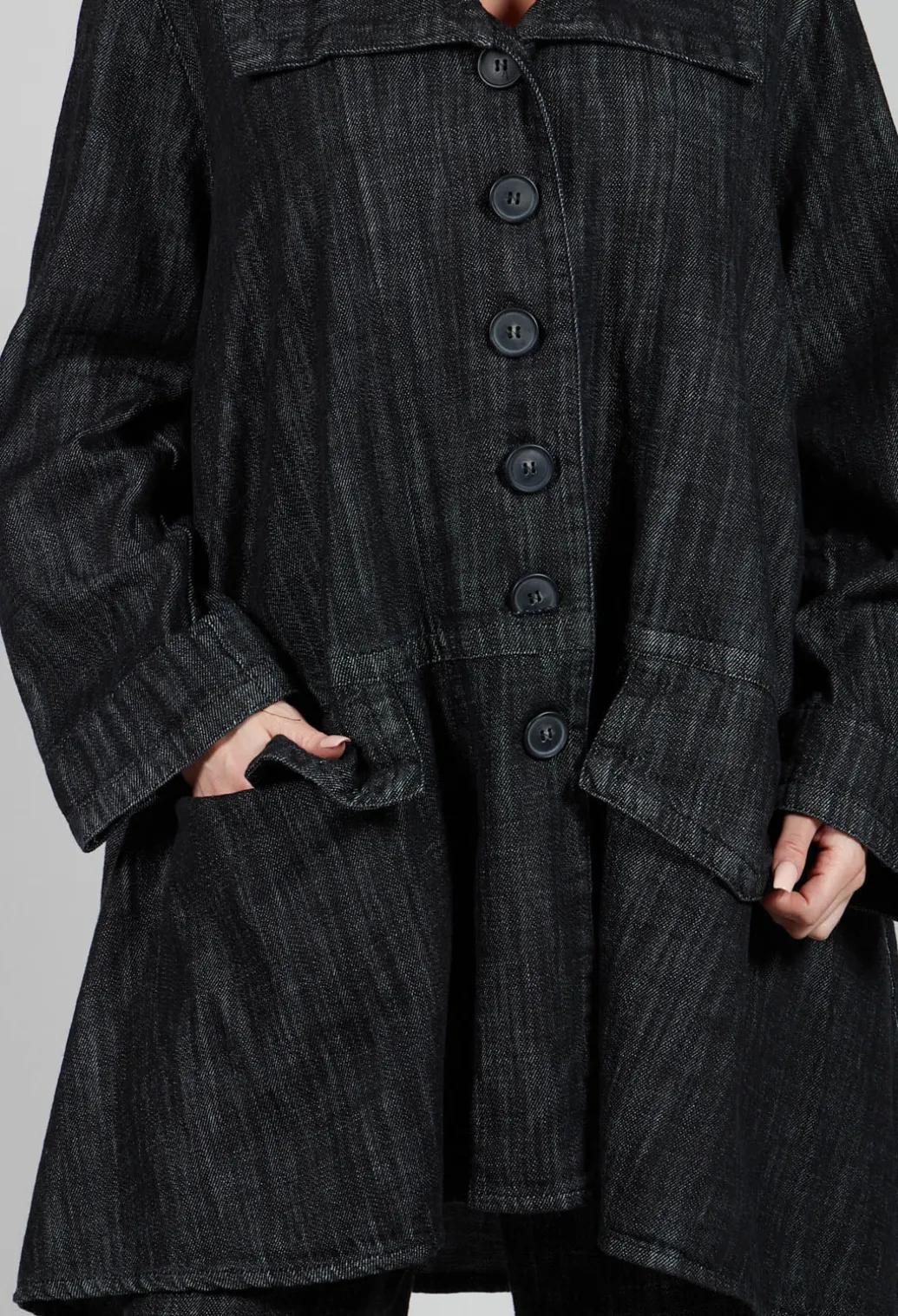 Denim Style Coat in Black