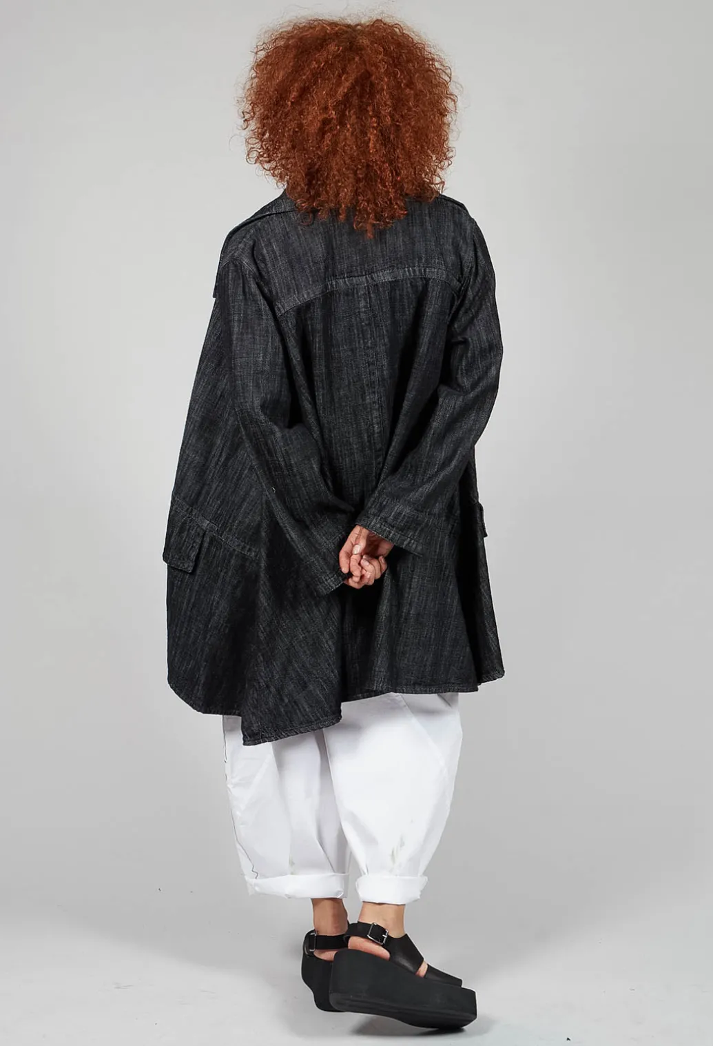 Denim Style Coat in Black