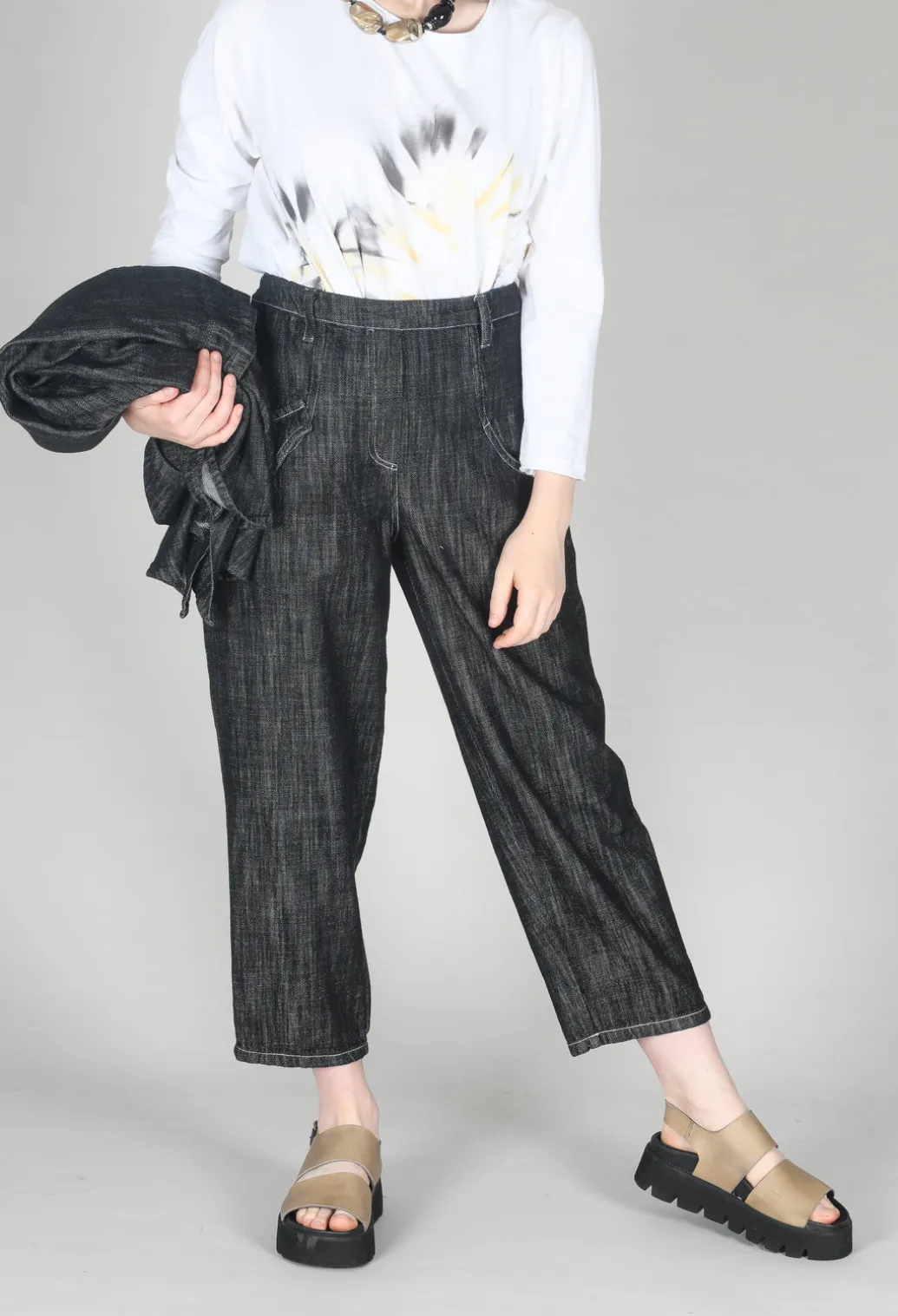 Denim Style Trousers in Black