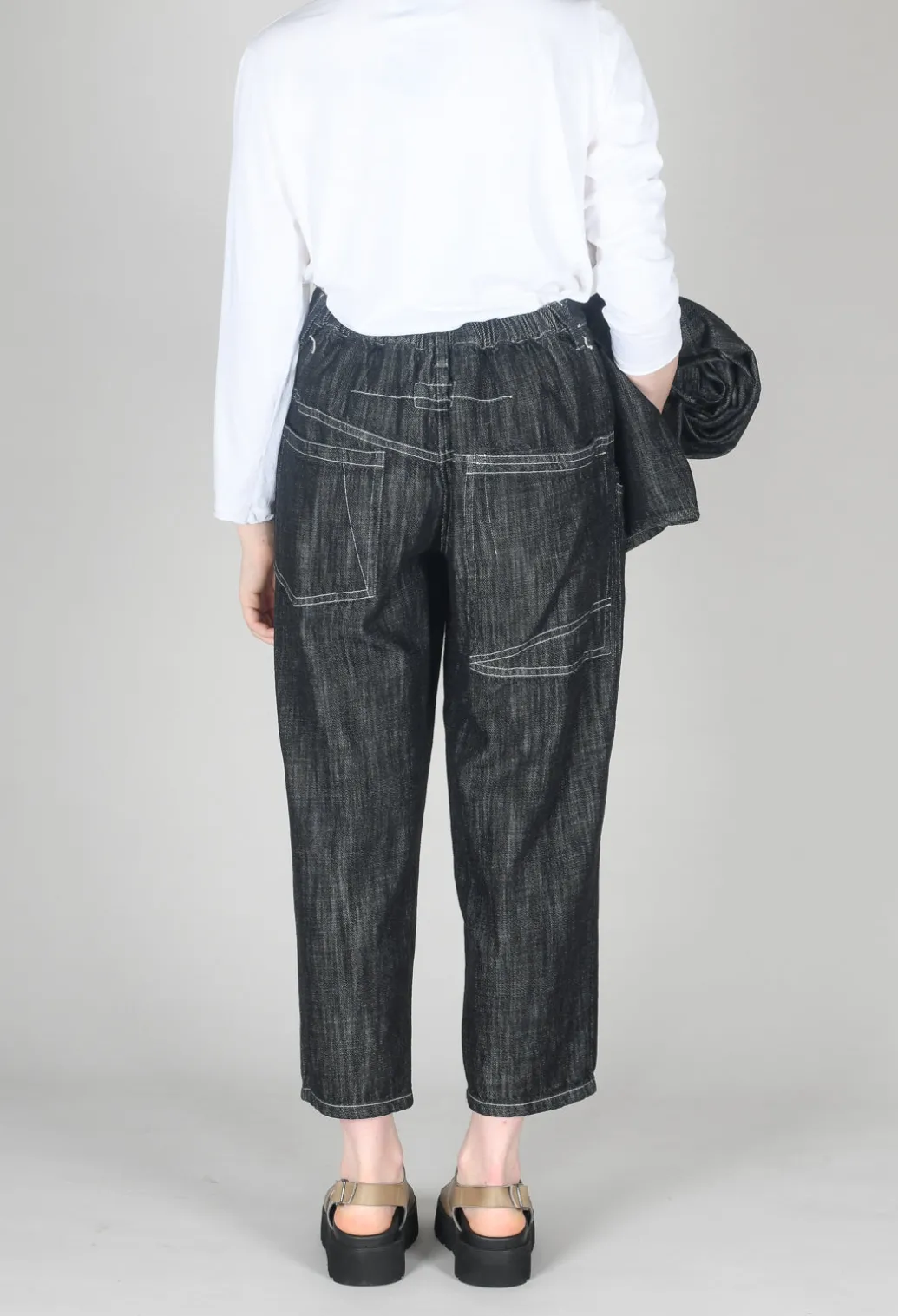 Denim Style Trousers in Black