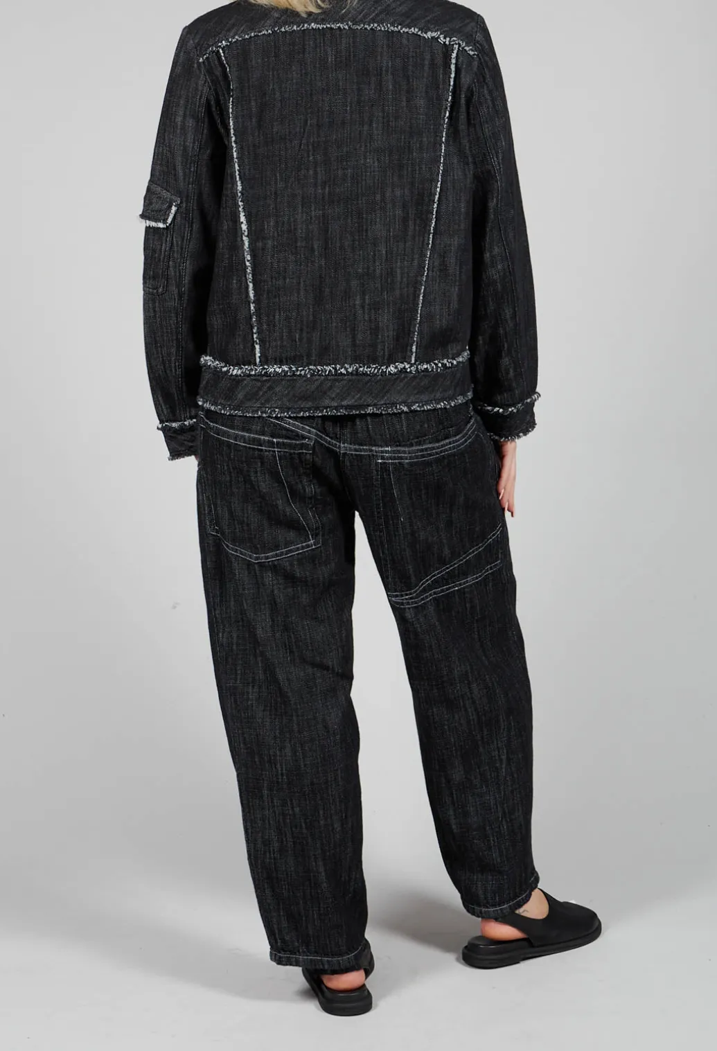 Denim Style Trousers in Black