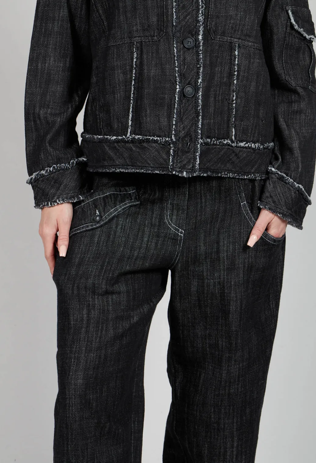 Denim Style Trousers in Black