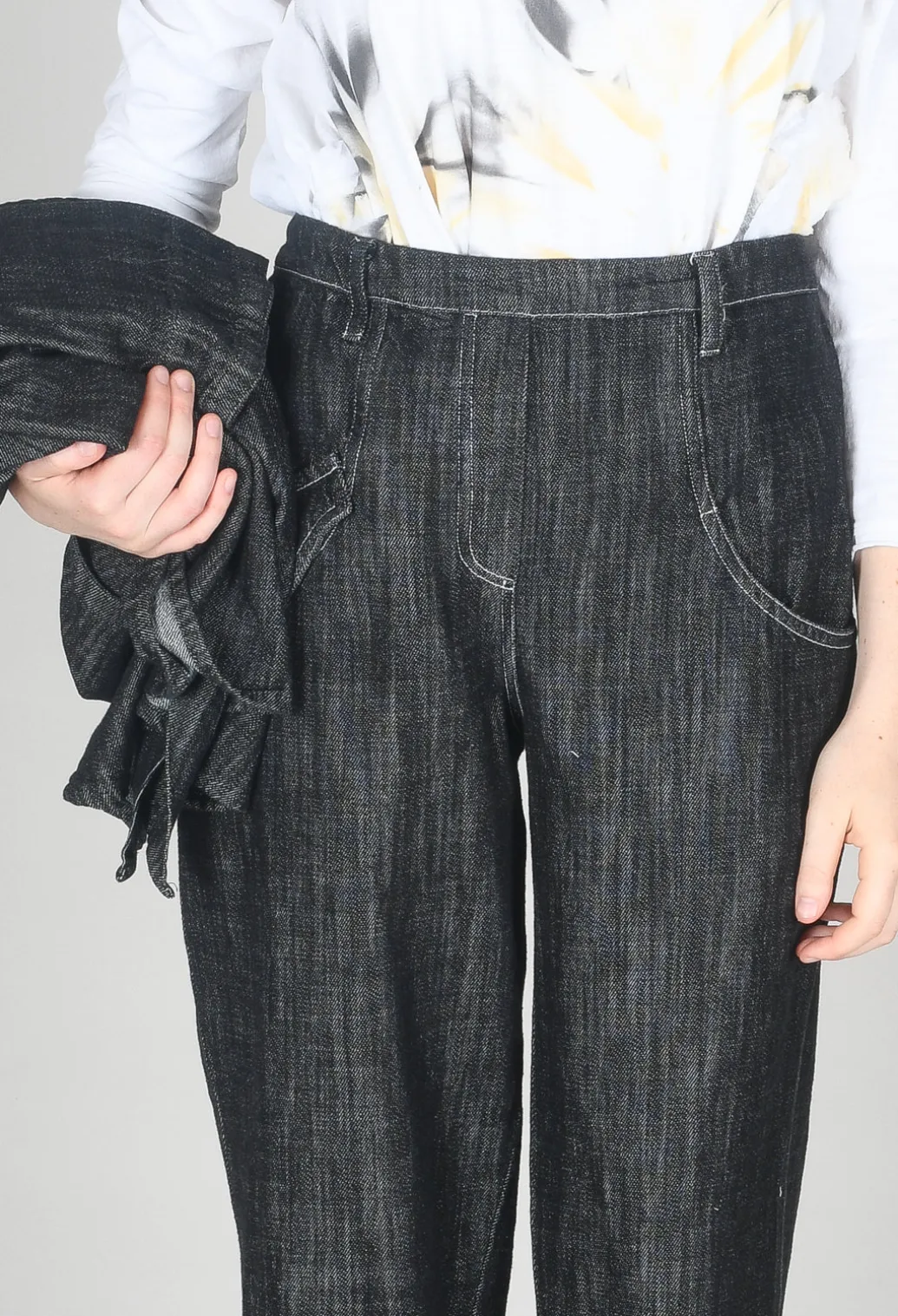 Denim Style Trousers in Black