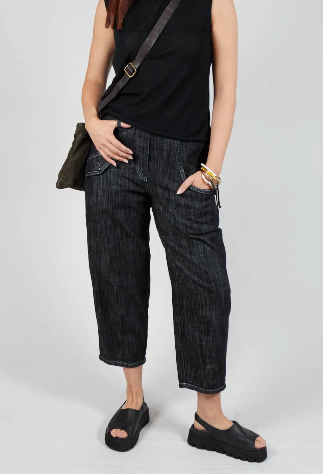 Denim Style Trousers in Black