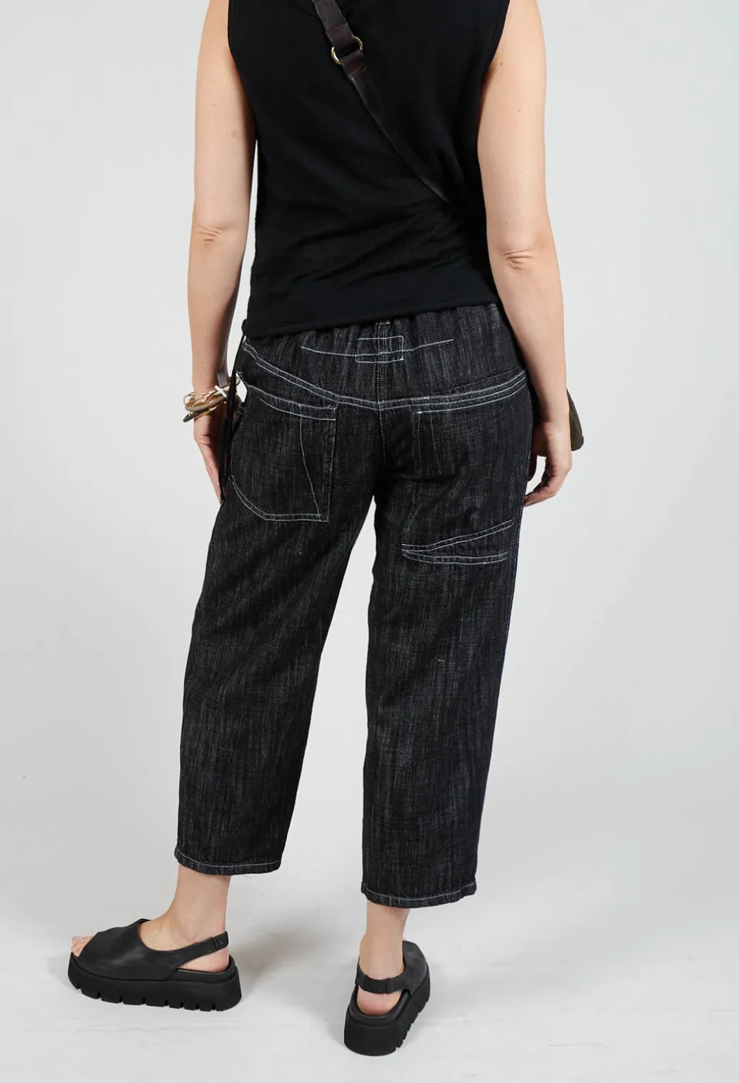 Denim Style Trousers in Black
