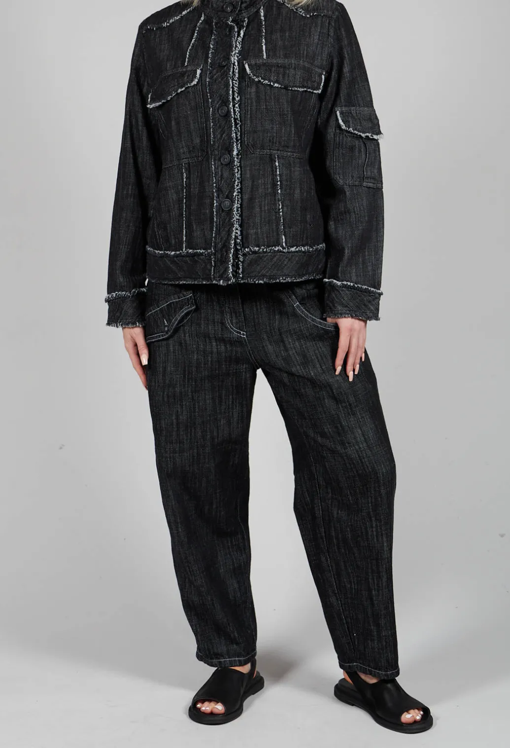 Denim Style Trousers in Black