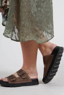 Double Buckle Sandals in London Taupe
