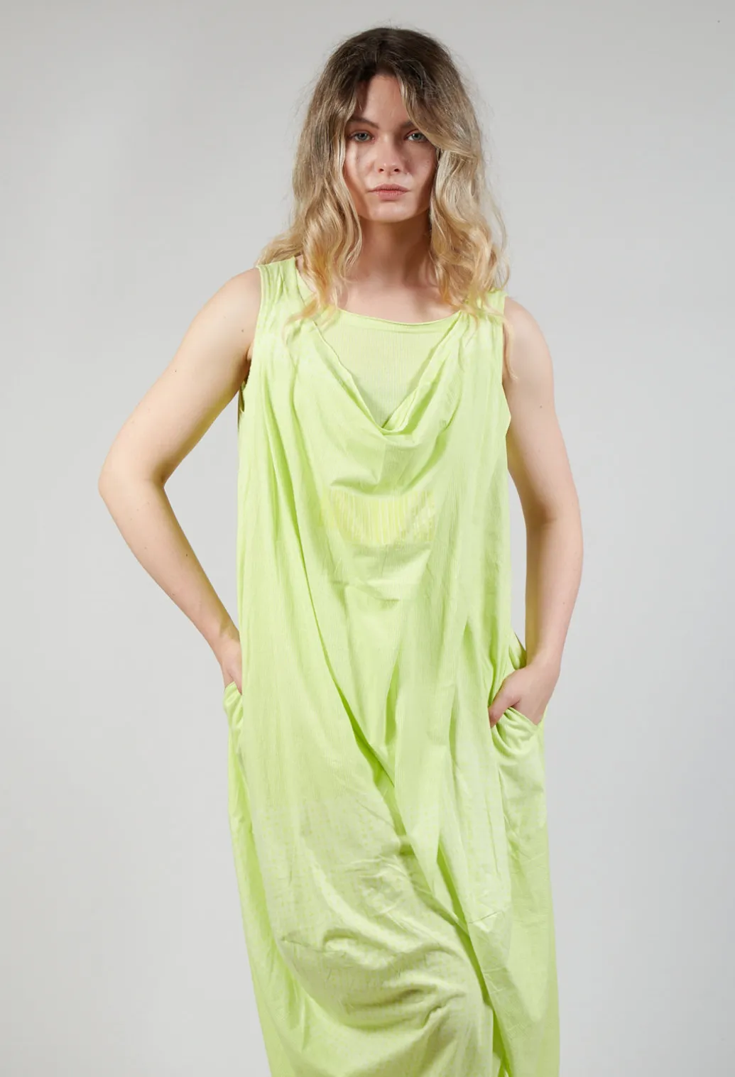 Draped Sleeveless Jersey Dress in Sun Print