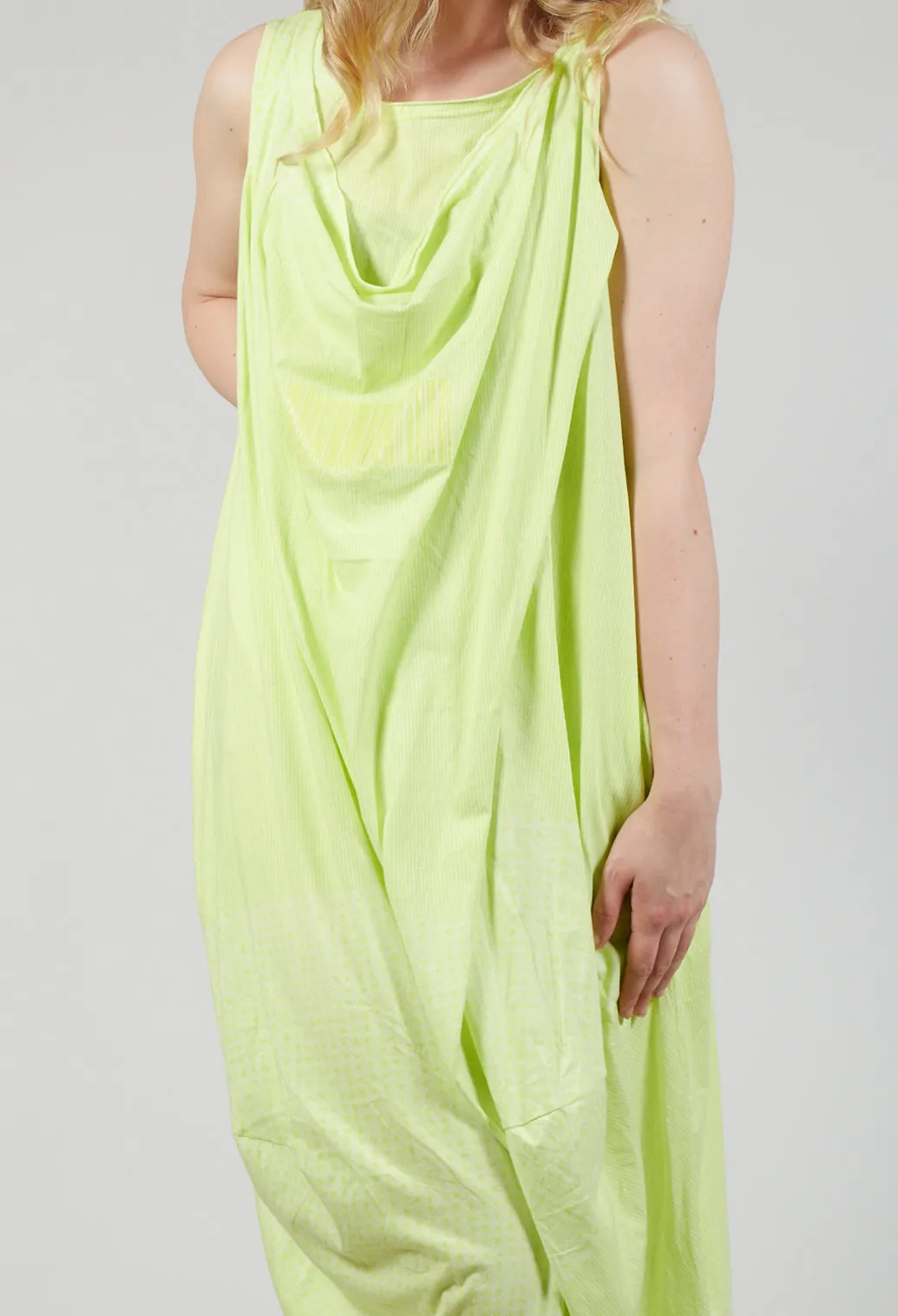 Draped Sleeveless Jersey Dress in Sun Print