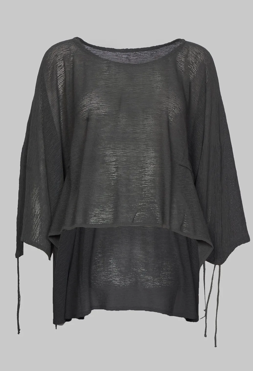 Drawstring Sleeve Poncho in Anthra