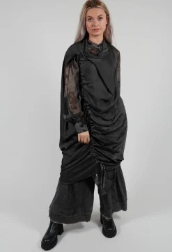 Dress in Raso di Viscosa Grey Storm