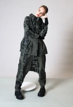 Drop Crotch Trousers with Tapered Leg in Camp Big Print