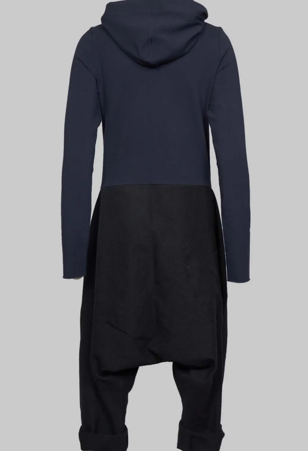 Dropcrotch Jumpsuit with Contrasting Fabric in Navy and Black