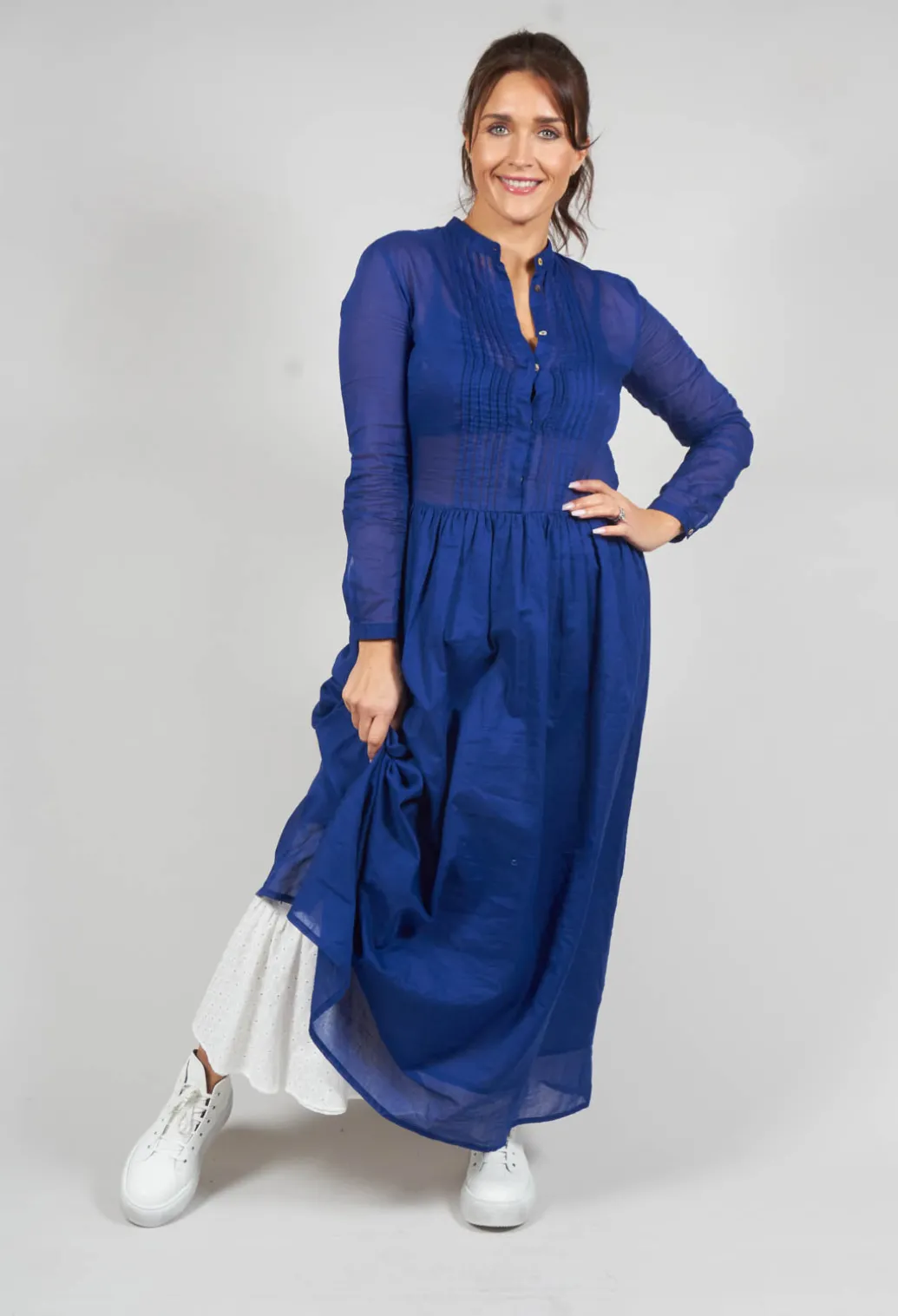 Embroidered Midi Skirt with Peplum in Chalk