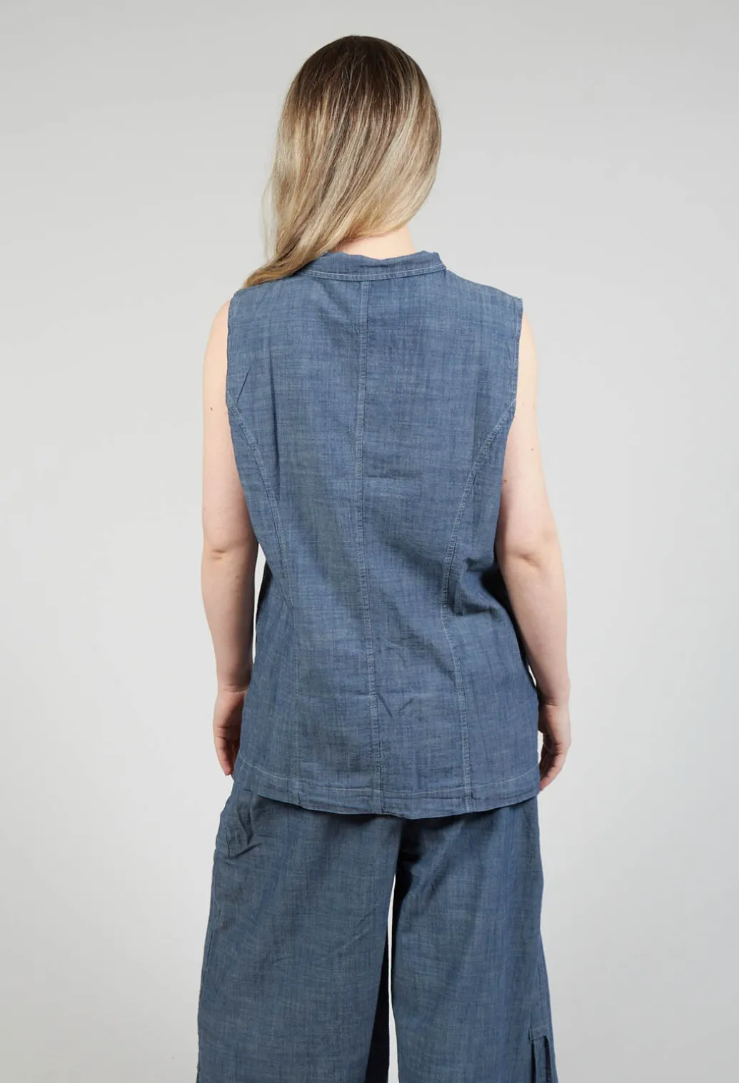 Fitted Gilet in Oyster Grey