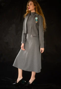 Fleece Cropped Jacket in Grey Marl
