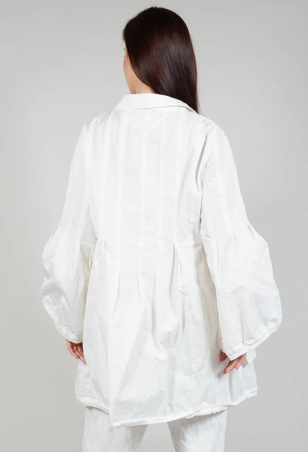 Flower Print Balloon Coat in Starwhite