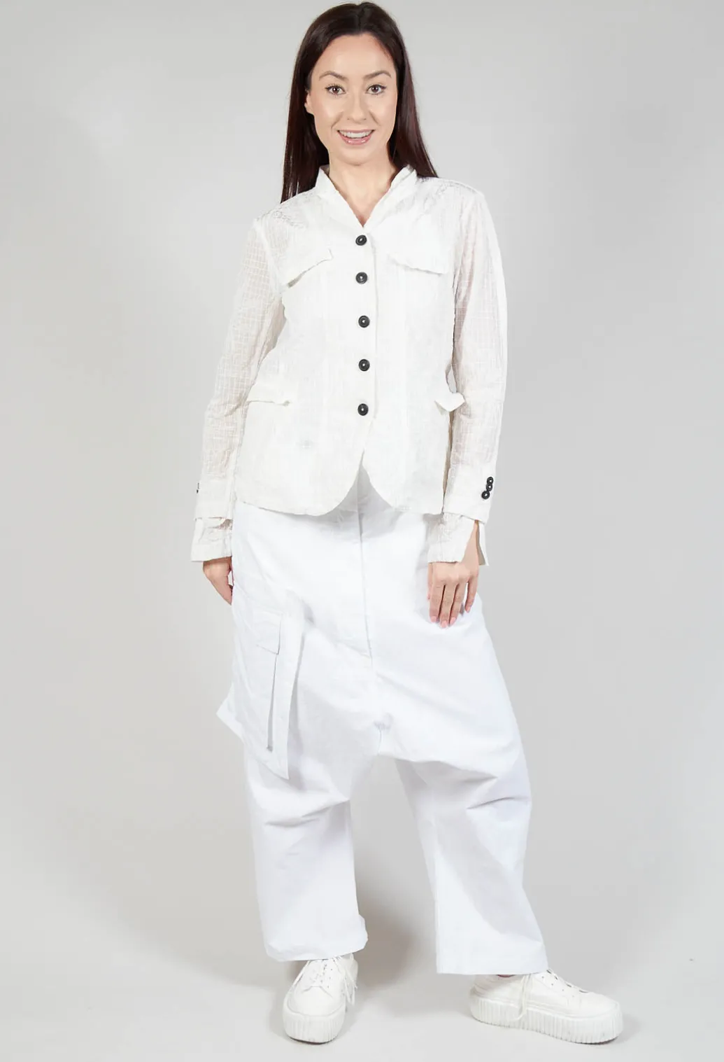 Flower Print Jacket in Starwhite