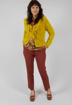 Frill Knit Cardigan in Yellow