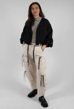 Fukkura Poplin Pants with Tie-Strings in Beige