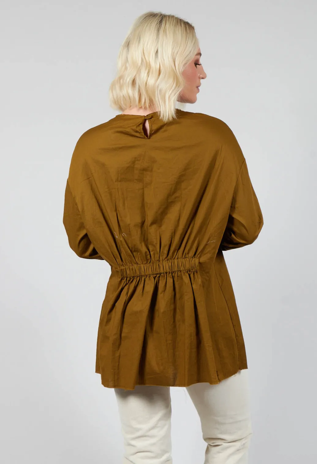Gathered Back Top in Oliva