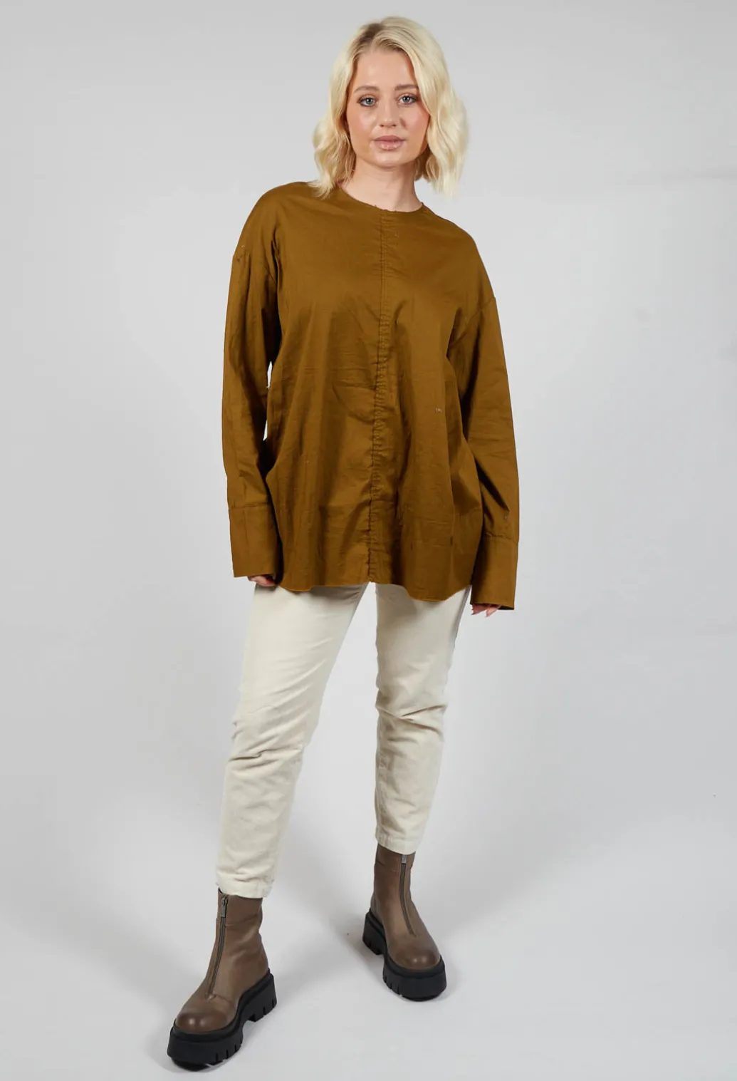Gathered Back Top in Oliva